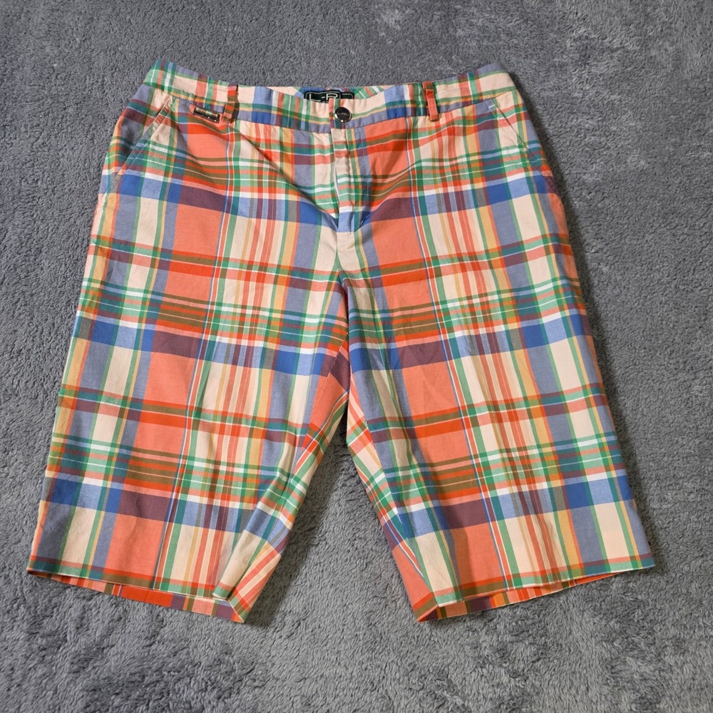 Lauren Active Womens 8 Shorts Multi Color Plaid Madras Cotton Stretch Bermuda